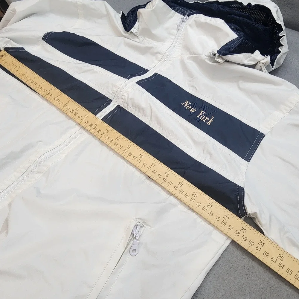 Cheneral Windbreaker Jacket White Navy Blue New York Embroidered Mens Size M‎ - Picture 6 of 7